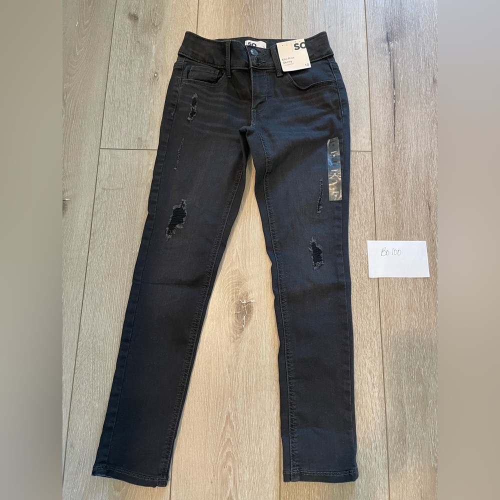 SO Black Mid rise Super Stretchy Stretch‎ Skinny Jeans Girl Size 10